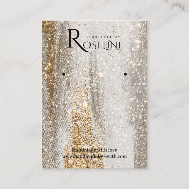 Elegant Grey Gold Brush Jewlery Display Business Card (Front)