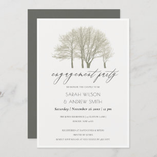 ELEGANT GREY GOLD FALL AUTUMN TREE ENGAGEMENT CARD