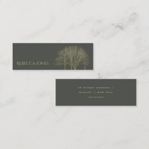 ELEGANT GREY GOLD FALL AUTUMN TREES ADDRESS MINI BUSINESS CARD