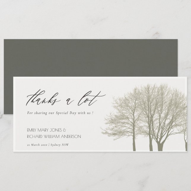 ELEGANT GREY GOLD FALL AUTUMN TREES THANK YOU INVITATION (Front/Back)