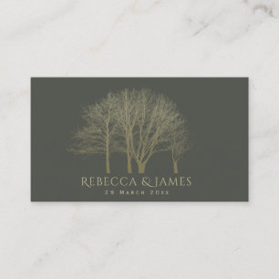 ELEGANT GREY GOLD FALL AUTUMN TREES Wedding Business Card