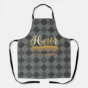 Elegant Grey gold Hairstylist Salon Name  Apron