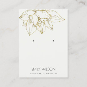ELEGANT GREY GOLD LOTUS SIMPLE EARRING DISPLAY BUSINESS CARD