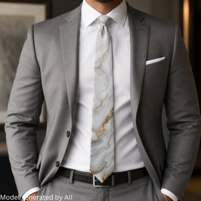 Elegant Grey Gold Marble Tie (Creator Uploaded)
