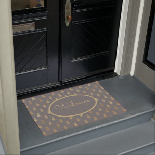 Elegant Grey & Gold Pineapple Personalised Doormat