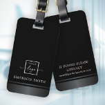 Elegant grey gradient border add logo black luggage tag<br><div class="desc">Elegant luggage tag featuring grey gradient borders,  your custom logo and name.</div>