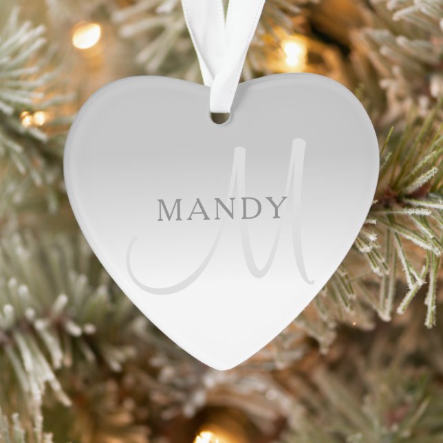 Elegant Grey Gradient Customisable Monogram Ornament (Tree)
