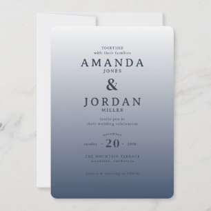 Elegant Grey Gradient Serif Wedding Invitation