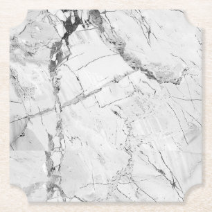 Elegant Grey "Granite Haze Whorl" Marble Texture C Paper Coaster