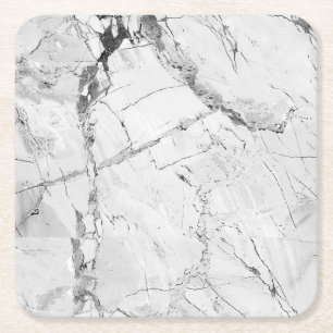 Elegant Grey "Granite Haze Whorl" Marble Texture C Square Paper Coaster