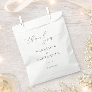 Elegant Grey Green Calligraphy Favour Bag