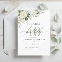 Elegant Grey Green Floral Surprise Birthday