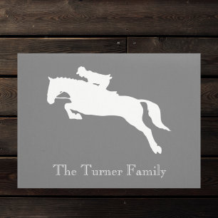 Elegant grey horse equestrian show jumper doormat