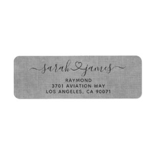 Elegant Grey Joined By Love Wedding Return Address Label