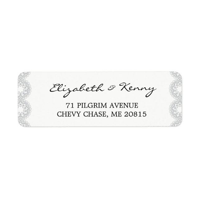Elegant Grey Lace Return Address Label (Front)