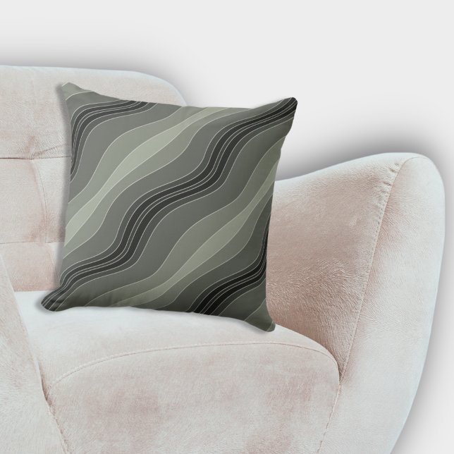 Elegant Grey Layered Lines Pattern Cushion (Elegant Grey Layered Lines Pattern Throw Pillow, Living Room)