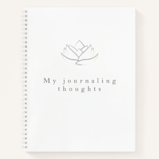 Elegant Grey Lotus Flower Journalling Thoughts Notebook