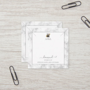 Elegant Grey Marble Birthstone Necklace Display  Square Business Card