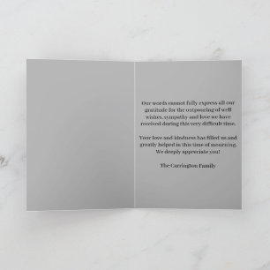 Elegant Grey Marble Male Funeral Memorial Service Thank You Card