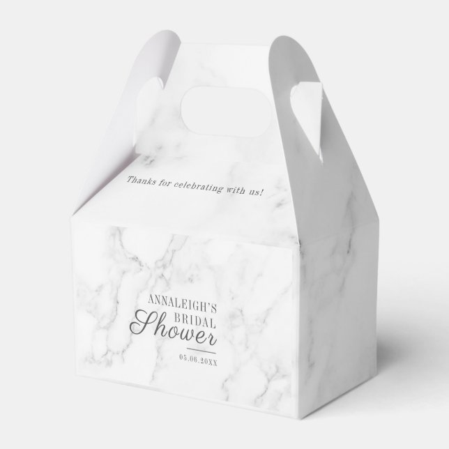 Elegant Grey Marble Pattern Script Bridal Shower Favour Box (Front Side)