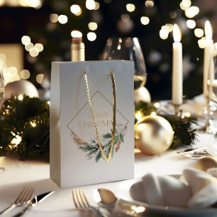 Elegant Grey Merry Christmas Small Gift Bag