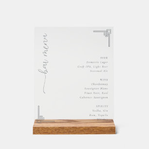 Elegant Grey Minimalist Bar Menu Acrylic Sign