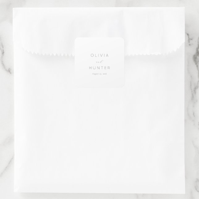 Elegant Grey Minimalist Calligraphy Square Sticker (Bag)