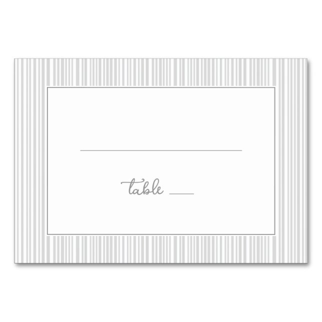 Elegant Grey Minimalist Lines Table Number (Front)