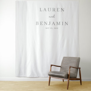 Elegant Grey Minimalist Lines Tapestry