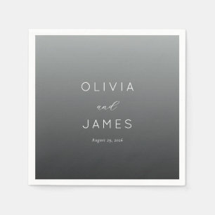 Elegant Grey Minimalist Names Napkin