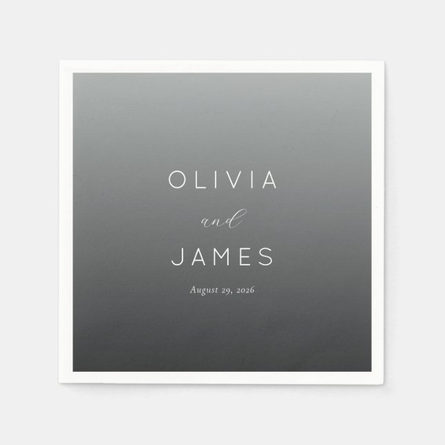 Elegant Grey Minimalist Names Napkin (Front)