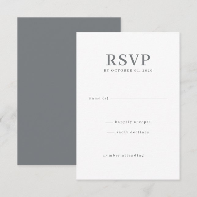 Elegant Grey Minimalist RSVP Card (Front/Back)
