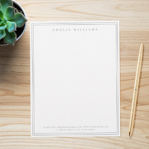 Elegant Grey Minimalist Two Border Custom Letterhead