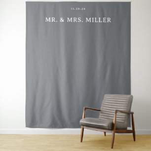 Elegant Grey Minimalist Wedding Sign Tapestry