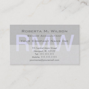 Elegant Grey Monogram Custom Colours Accountant Business Card