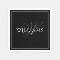 Elegant Grey Monogram Name Family Formal Dinner