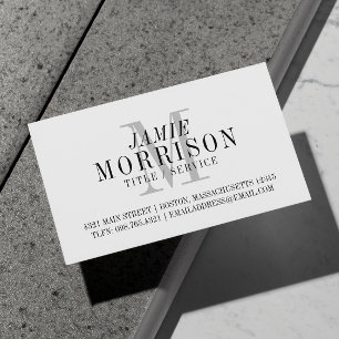 Elegant Grey Monogram Professional Business Card