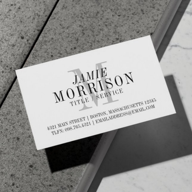 Elegant Grey Monogram Professional Business Card (Creator Uploaded)