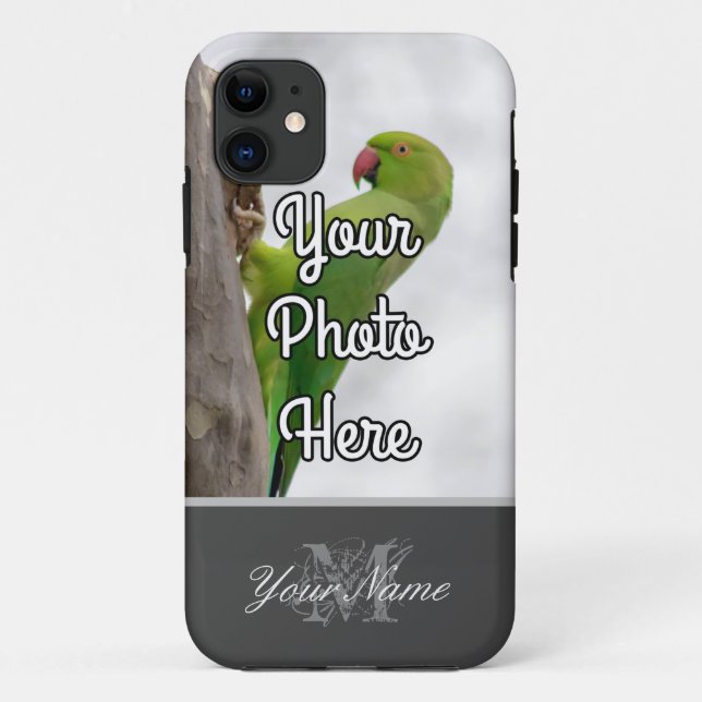 Elegant grey monogram with your personal photo! Case-Mate iPhone case (Back)