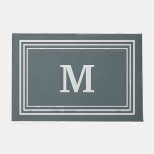 Elegant Grey Monogrammed Doormat