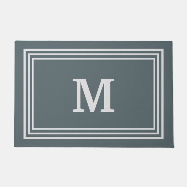 Elegant Grey Monogrammed Doormat (Front)