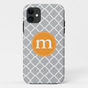 Elegant Grey Moroccan Quatrefoil Personalised iPhone 11 Case