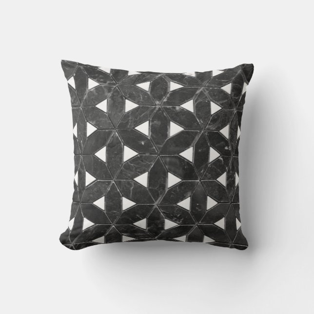 elegant Grey Mosaic flower of life Tile pattern Cushion (Front)