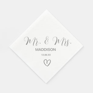Elegant Grey Mr And Mrs Wedding Napkins