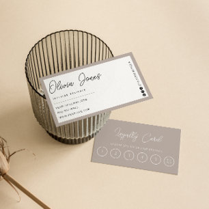 Elegant Grey Neutral Trendy Taupe Modern 6 Punch Loyalty Card