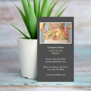 Elegant Grey Nutritionist Diet Health Business Card