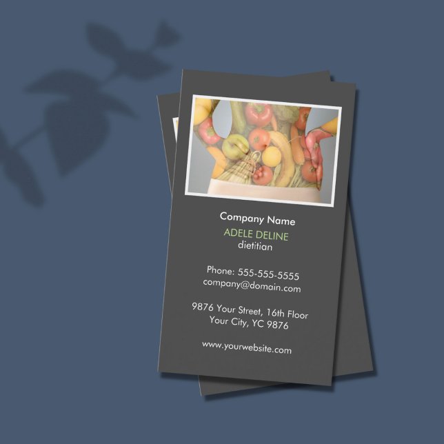 Elegant Grey Nutritionist Diet Health Business Card (Creator Uploaded)