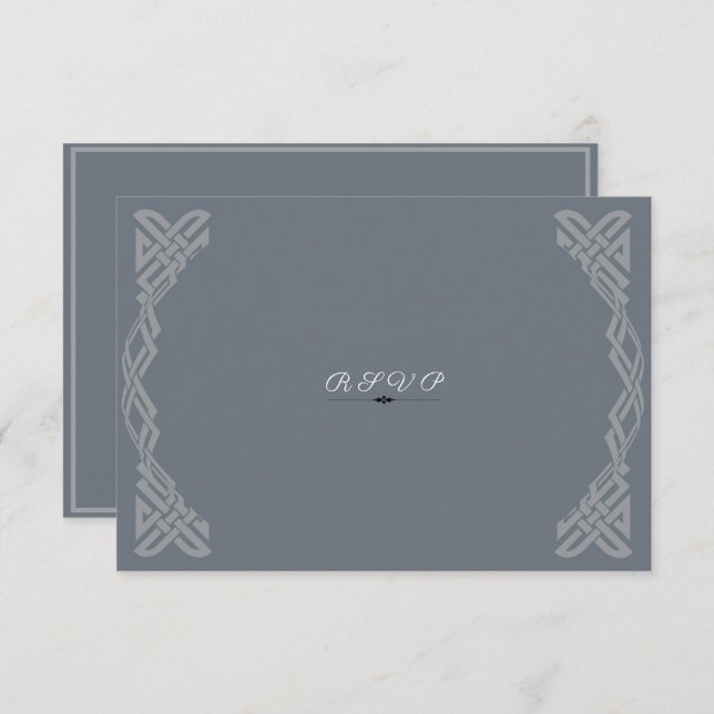 Elegant Grey on Grey Geometric RSVP Card (Front/Back)