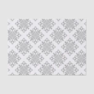 Elegant Grey on White Damask Tissue Paper