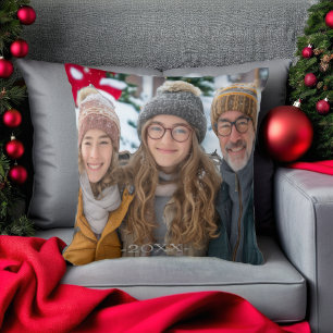 Elegant Grey one photo Snowflakes Cushion